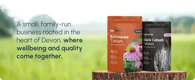 Builds trust by sharing the brand's family-run, UK heritage and commitment to quality and wellbeing.