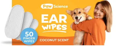 Introduces the Paw Science brand and product with lifestyle imagery to build immediate recognition and appeal. Highlights the 50-count finger wipes and coconut scent in one clean scene to give…