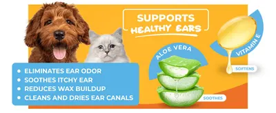 Lists multiple ear health benefits alongside soothing and softening ingredients to reassure shoppers of the product's effectiveness.