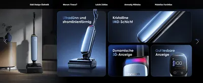 Showcases four distinct design and display benefits side by side to reinforce the product's premium engineering.