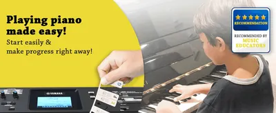 Highlights that the sticker labels make it simple for beginners, including kids, to start playing piano quickly. Builds trust by showing the product is recommended by music educators, backed by a…