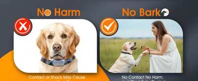 Contrasts harmful shock-collar methods with this device's harmless ultrasonic approach to reassure buyers it is safe. Reassures shoppers the product trains dogs without physical contact or harm.