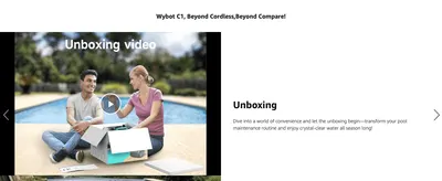 Shows the customer what to expect when opening the box, easing first-time setup anxiety. Frames unboxing as the start of a convenient pool maintenance routine.