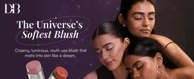 Uses an emotive headline and lifestyle imagery to position the blush as exceptionally soft, creamy, and easy to blend.