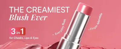 Highlights the product's versatility, all-day wearability, and finger-blendable texture to reinforce it as a creamy, multi-use essential. Shows the three different ways the product can be applied to…