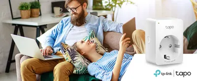Shows the smart plug in a relaxed home setting to help shoppers envision everyday convenience with connected devices.