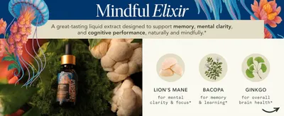 Highlights the key botanical ingredients in the Mindful Elixir and their specific cognitive benefits to educate shoppers on how the formula supports mental clarity and performance. Showcases…