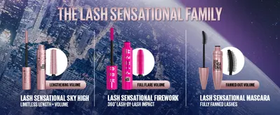 Presents the Lash Sensational range side by side so shoppers can pick the mascara that fits their look.