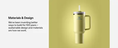 Communicates the brand's design approach and commitment to sustainable materials as core brand values. Highlights the product's sustainable design and materials as a key benefit for environmentally…