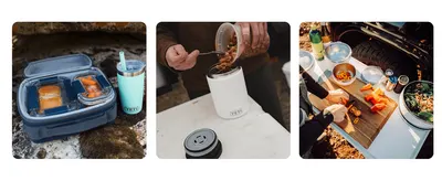 Demonstrates the products versatility across multiple real-world contexts including outdoor activities, food preparation, and meal serving to show shoppers the range of situations where the product…