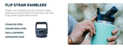 Highlights multiple key product benefits including stainless steel construction, vacuum insulation, leakproof design, and dishwasher safety to communicate quality and convenience.