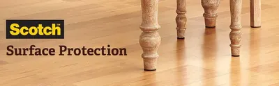 Demonstrates the product's primary benefit of protecting hardwood floors from furniture scratches, showing the product in use on chair legs in a real-world context.