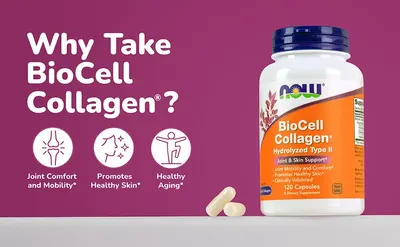 Showcases three distinct product benefits (joint comfort, skin health, and healthy aging) in a visually segmented layout to help shoppers quickly understand the key selling points of the collagen…
