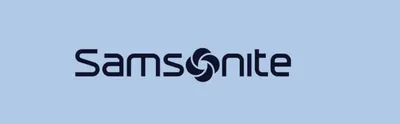 Presents the Samsonite logo on a plain field to reinforce brand identity and trust.