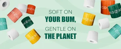 Highlights the product's dual benefits of being soft for the user and environmentally friendly, appealing to both personal comfort and eco-conscious values.