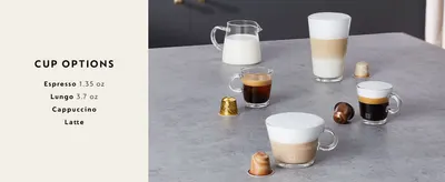 Demonstrates the versatility of the coffee machine by showing different cup sizes and coffee drink types that can be prepared, helping shoppers understand the range of beverages they can make.