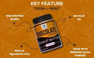 Highlights the key ingredients and features of the peanut butter using callout lines to educate shoppers about what makes the product unique and high-quality. Showcases multiple distinct selling…