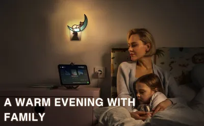 Demonstrates the product in a warm, relatable family setting to help shoppers envision how it creates a cozy evening atmosphere and enhances quality time at home.