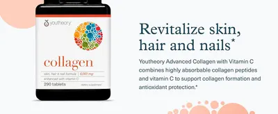 Communicates the primary benefit of the collagen supplement for beauty and wellness, helping shoppers understand how the product supports skin, hair, and nail health.