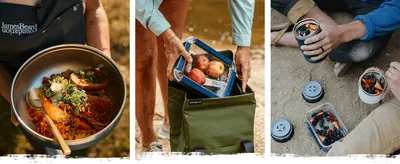 Demonstrates the product in multiple real-world scenarios including cooking, food storage, and outdoor dining to show shoppers its versatility and range of applications.