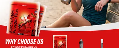 Introduces a Why Choose Us comparison showing the Electrolytes Powder Plus packet and related product visuals to frame PowderVitamin as the better choice. Signals a head-to-head comparison against…