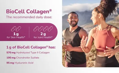 Communicates recommended daily dosage options and detailed ingredient composition to help shoppers understand how to use the product and what specific benefits each component provides for skin and…