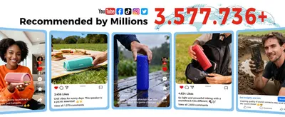 Shows real customer social media posts with likes and comments to build trust through authentic everyday use. The 3,577,736+ count signals broad popularity and recommendation by millions. Displays…