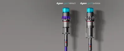Presents two models from the same Dyson product line side-by-side to help shoppers understand the brand's product options and choose the right model for their needs.