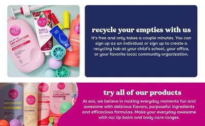 Presents the eos shave product line side by side, helping shoppers pick the texture and format that suits their skin and shaving needs.