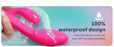 Shows that the product is fully waterproof so shoppers can use it in the shower or tub without worry.