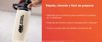 Demonstrates three different occasions when the protein shake can be consumed to show product versatility throughout the day.