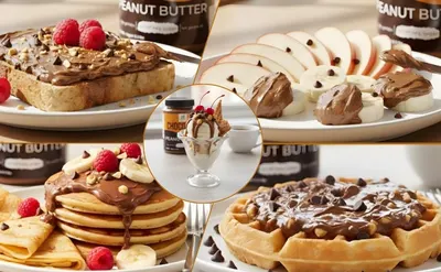 Demonstrates multiple ways to use the peanut butter product across different food applications (toast, fruit, pancakes, waffles, desserts) to inspire shoppers and showcase versatility. Highlights…