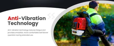 Highlights the anti-vibration technology feature to communicate reduced fatigue and improved comfort during extended use, reassuring shoppers about ergonomic benefits.