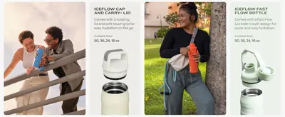 Presents the brand's range of water bottle options with different lid designs and features to help shoppers compare and choose the right product for their lifestyle.