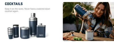 Demonstrates the product line in a specific use scenario (cocktails) to help shoppers understand the application and envision ownership in outdoor entertaining contexts.