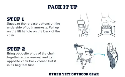 Provides step-by-step instructions on how to fold and pack the chair, helping shoppers understand the ease of storage and portability.
