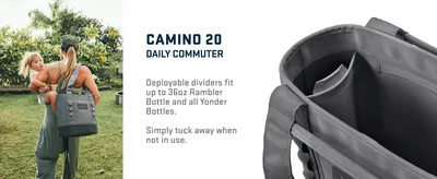 Highlights the deployable divider feature that accommodates large bottles and can be tucked away when not needed, emphasizing versatility and convenience for daily use.