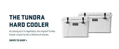 Communicates the Tundra Hard Cooler's legendary durability and brand heritage to build trust and emotional connection with shoppers.