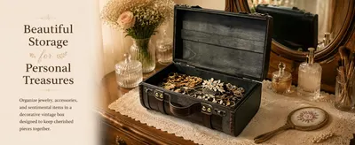 Presents the box as an elegant way to organize and protect jewelry and sentimental items.
