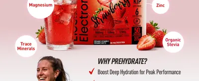 Highlights the electrolyte blend and key ingredients like magnesium, zinc, trace minerals, and organic stevia while explaining why prehydrating supports deep hydration and peak performance. Shows…