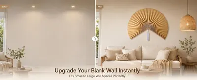 Demonstrates the visual impact of the product by showing a blank wall transformed into a decorated space, helping shoppers envision the product's ability to enhance their home decor. Communicates…