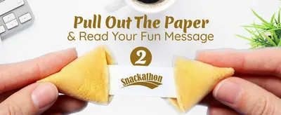 Demonstrates the second step in the product experience, highlighting the fun interactive element of reading the message inside the fortune cookie.