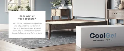Reassures shoppers that the mattress arrives compressed in a box for easy handling and delivery to their home.