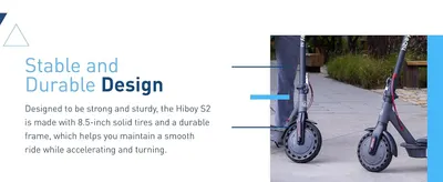 Communicates the scooter's stable and durable construction with solid tires and sturdy frame to build confidence in product quality and ride smoothness.