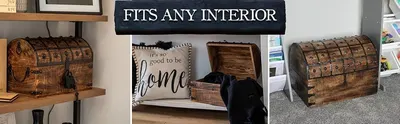 Shows the wooden chest styled in multiple real home settings so shoppers can picture it fitting their own decor.