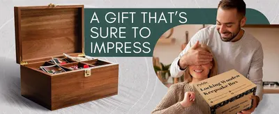 Positions the wooden keepsake box as a thoughtful gift that will impress the recipient and encourages shoppers to buy it for someone special. Shows a warm in-home gift reveal moment with the…