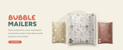 Communicates that cushioned bubble mailers offer extra protection with appealing designs to help shoppers feel confident shipping products.