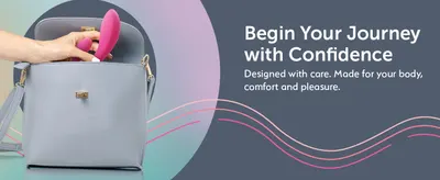 Shows the product tucked into a stylish handbag to suggest it is easy to carry discreetly in everyday life. Reinforces one core message that the product is thoughtfully designed for the body,…