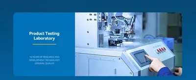 Presents product testing capability in a segmented panel layout to reassure shoppers that products are tested and built to high quality standards.