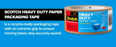 Communicates the key benefits of the packaging tape—its extreme grip for secure sealing and its eco-friendly recycle-ready feature—to reassure shoppers about product performance and sustainability.…